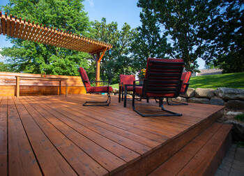 Deck staining in Burbank, CA by M & M Developers Inc..